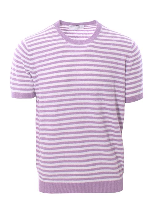 t-shirt a righe cotone bouclè LA BOTTEGA DEL CASHMERE | 87158425